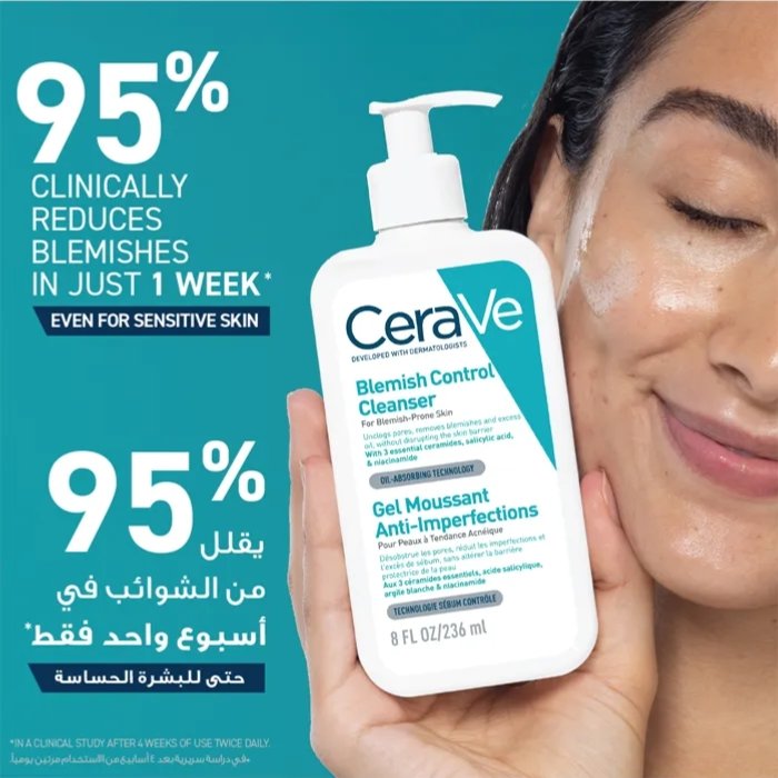 CeraVe Blemish Control Cleanser 236ml / 8oz - Foaming Gel Cleanser for Blemish-Prone & Oily Skin with Salicylic Acid & Niacinamide